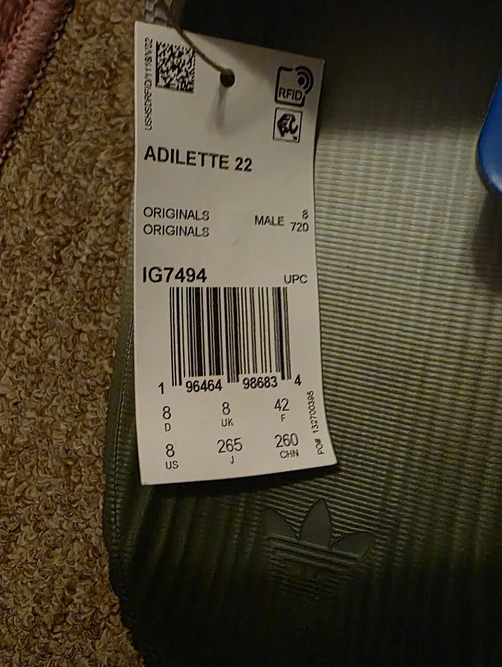 Size 8 adidas Olive-to-Dark Green Gradient Slide Sandals